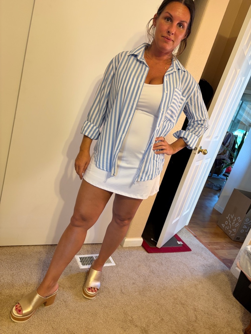 Blue & White Striped Button-Up Shirt
